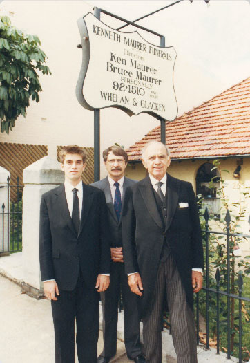 Three generations of the Maurer family outside the funeral home